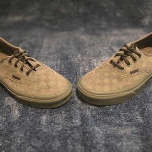 Vans Authentic Olive Green Mono Checkerboard Shoes